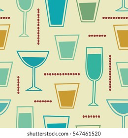 Modern seamless pattern with cocktail drinks.