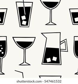Modern seamless pattern with cocktail drinks.