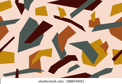 Modernes, nahtloses Muster mit bunten geometrischen Formen.  Abstrakte Collage im minimalen flachen Stil. Vektorgrafik
