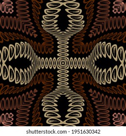 Modern seamless pattern. Colorful ornamental beautiful background. Circular textured ornaments. Vector floral repeat backdrop. Decorative design with abstract flowers, shapes, dots. Ornate design.