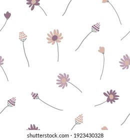 Patrón moderno y sin fisuras. Diseño abstracto y floral genial. Colores rosados y violetas. Para telas, ropa para niños, decoración en el hogar, edredones, camisetas, tarjetas y plantillas, scrapbooking, etc. Ilustración vectorial