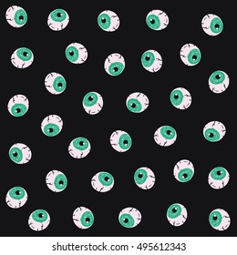 Modern seamless pattern with creepy eyeballs. Doodle simple hand drawing decorative Halloween background