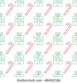 Modern seamless pattern with different christmas equipment. New Year vector series.