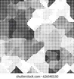 Modern seamless pattern with dots transition halftone in black and white