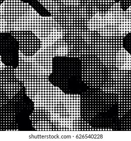 Modern seamless pattern with dots transition halftone in black and white