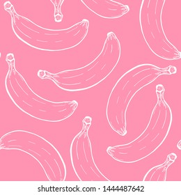 Modern seamless pattern for fabric design with line banana. Vector hand drawn illustration for print design.