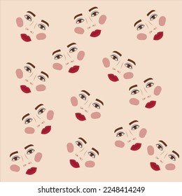 Modern seamless pattern with female face