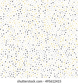 Modern seamless pattern fireworks spray paint drop. Bright petty grunge universal background in yellow black and white