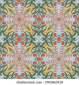 Modern seamless pattern with floral art deco elements. Vector