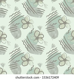 Modern Seamless Pattern with Floral Elements. Vector Background.