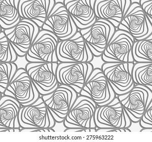 Modern seamless pattern. Geometric background with perforated effect. Shadow creates 3D texture.Perforated swirly striped rounded shapes.