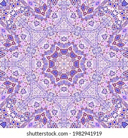 Modern seamless pattern with geometric elements composition. Ethnic muslim design. Canvas print. Small elements symmetry. Vector collage ornament.