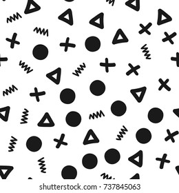 Modern seamless pattern with geometric elements. Black shapes on white background. Vector illustration.