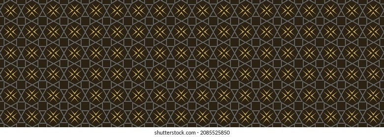 Modern seamless pattern with geometric ornament on black background. Vector image