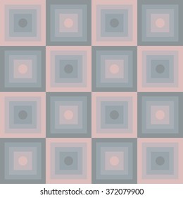 Modern seamless pattern with geometric shapes in pastel colors in vector. Smoky gray square flows smoothly into pale pink circle, and conversely. Abstract design background  