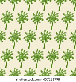 Modern seamless pattern with hand drawn palm trees.