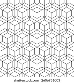 Modern seamless pattern with hexagon and thin line in black and white.Vector illustration.