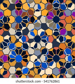 Modern Seamless pattern of Hexagons multicolor abstract geometric background. Vector illustration.