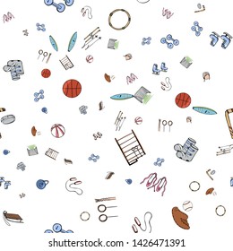 Modern seamless pattern kids sport, great design for any purposes. Cute like a cartoon vector illustration.