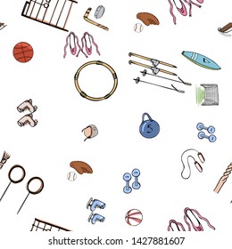 Modern seamless pattern kids sport, great design for any purposes. Cute like a cartoon vector illustration.