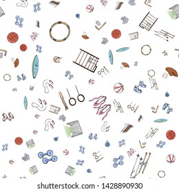 Modern seamless pattern kids sport, great design for any purposes. Cute like a artoon vector illustration.