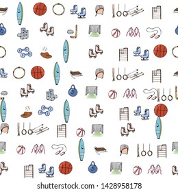 Modern seamless pattern kids sport, great design for any purposes. Cute like a cartoon vector illustration.