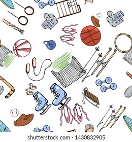 Modern seamless pattern kids sport, great design for any purposes. Cute like a cartoon vector illustration.