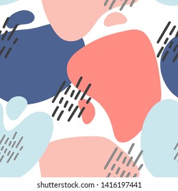Modern seamless pattern of liquid flat shapes. Background for business, textile, fabric, print, clothing. Vector cover design.