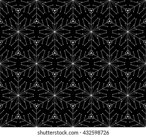 Modern seamless pattern. Monochrome geometrical texture with regularly repeating hexagons, asterisks.
Abstract vector element of graphic design.