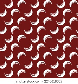 Modern seamless pattern with new moon. Hand drawn graphic pattern cute minimalistic element on dark red background.