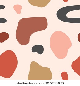 Modern seamless pattern with organic shapes drawn by hand. Abstract vector illustration.