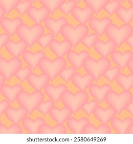 Modern seamless pattern of pink heart symbols. Cute romantic love hearts background print. Valentine's day or Mother's Day holiday backdrop texture, romantic wedding design.