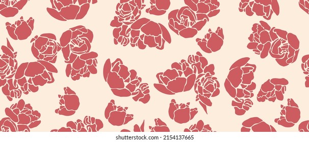 Patrón moderno sin costuras con flores rojas. Impresión para tela de moda de lujo, ropa, papel pintado. 