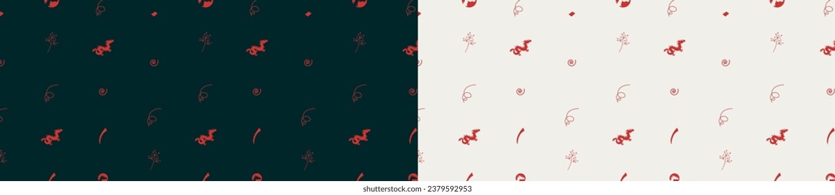 Modern seamless pattern set. Banner with dragons.