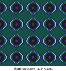 Patrón moderno sin costuras en tonos azules y verdes. Impresión para tejidos de moda, productos de papel. Vector.