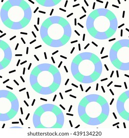 Modern seamless pattern with shapes in black, green and blue.