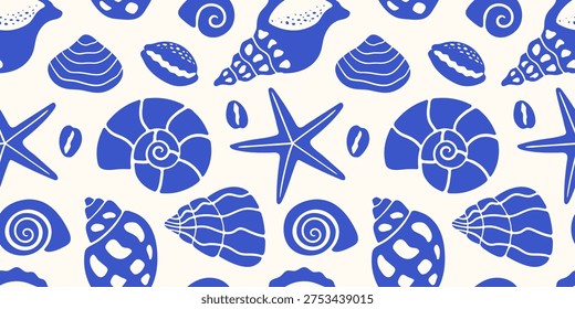 Modern seamless pattern with shells