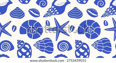 Modern seamless pattern with shells