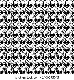 Modern seamless pattern with skulls,punk rock attributes.