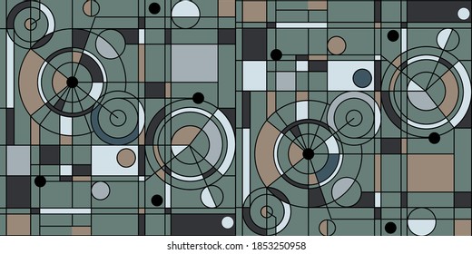  Patrón moderno sin fisuras en el estilo de Neoplastismo, Bauhaus, Mondrian. banner web, presentación de negocios, paquete de marca, impresión de tela, fondo de pantalla. Afiche de arte minimalista geométrico.