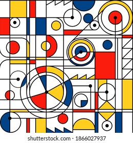 Patrón moderno sin fisuras en el estilo de Neoplastismo, Bauhaus, Mondrian. Perfecto para el diseño interior, la impresión, el diseño web