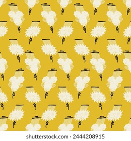 Patrón moderno sin costuras con flores texturizadas en estilo escandinavo. Vector de impresión, fondo, diseño 