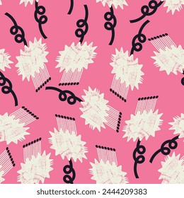Modern seamless pattern with textured flowers in Scandinavian style. Vector print, background, design 