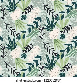 Modern seamless pattern with tropical leaves. Trendy pattern design. Good for printing. Vector wallpaper.