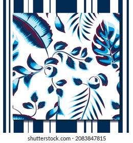Modern seamless pattern with tropical plant. Fashionable texture design, textile, fabric, printing. Original plant. Tropical leaves. Exotic design and ornament. Exotic summer print