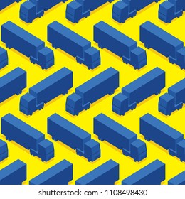 Modern seamless pattern, a pattern of the truck in the style of isometrics