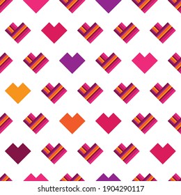 Modern seamless pattern for Valentine's Day with hearts. Trendy background for textile, wallpaper, covers, print, wrap, surface, scrapbooking. Vector.