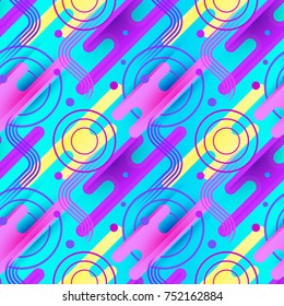 Modern  seamless pattern. Vector background with trendy geometric shapes. Memphis style .Eye-candy pastel and colorful colors