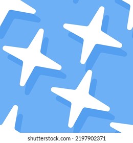 Modern seamless pattern with white stars on a blue background. Doodle vector illustration. Retro style.