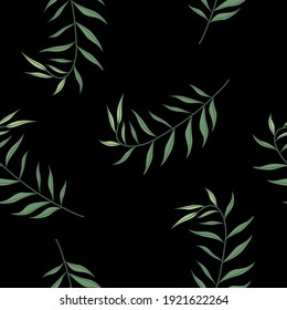 Modern seamless pattern with wild tropical plants, palm leaves. Isolated vector illustration